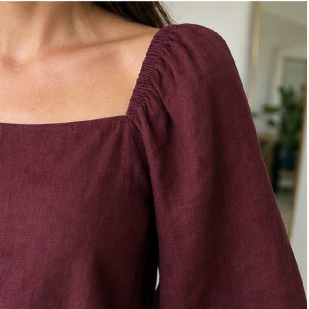 Burgundy Ruffle Blouse - Picture 4 of 6